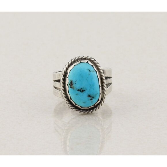 Sterling Silver Natural Turquoise Ring Size 6 - Picture 1 of 6
